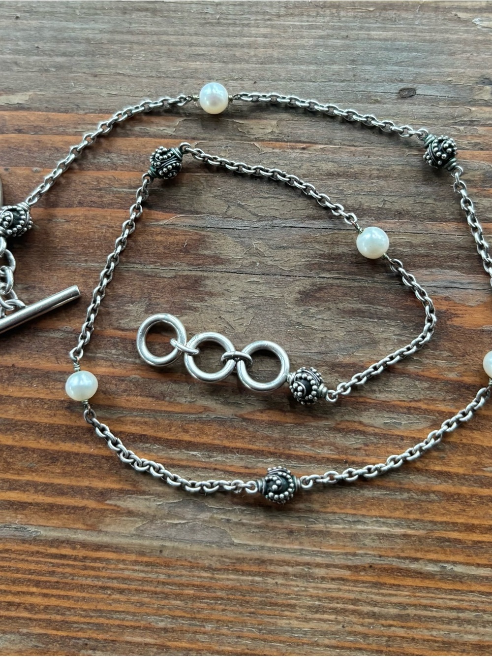 Vintage Lois Hill Pearl and Sterling Silver Station Necklace - Picture 5 of 9